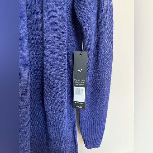 NIC+ZOE Deep Blue Linen Blend Open Cardigan Sweater 3/4 sleeves NWT - Picture 11 of 12